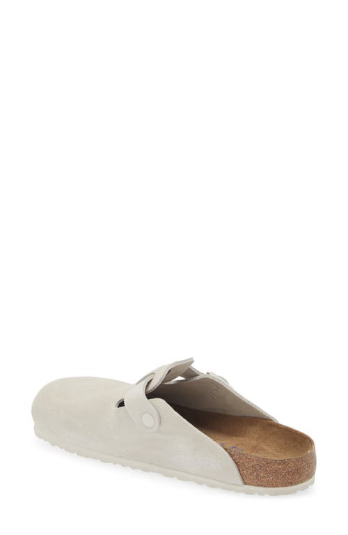 Birkenstock Suede Boston Clog In Antique White Suede