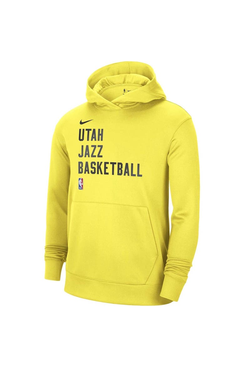 Unisex Nike Yellow Utah Jazz 2023/24 Performance Spotlight On-Court Practice Pullover Hoodie, Alternate, color, Yellow