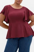 City Chic Romantic Mood Flutter Sleeve Peplum Top