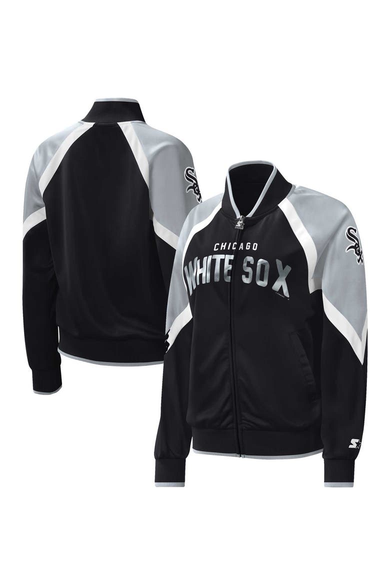 Women's Starter Black Chicago White Sox Touchdown Raglan Full-Zip Track Jacket, Main, color, Black