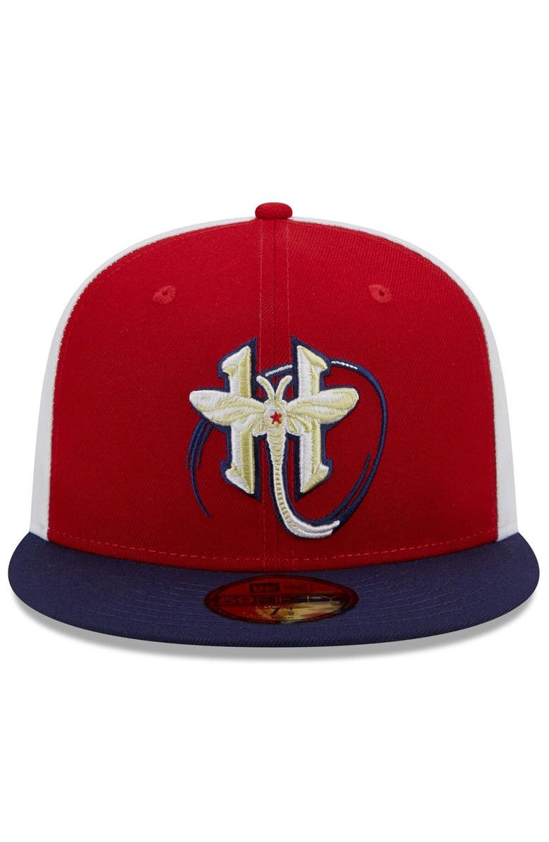 New Era Men's New Era Red/Navy Harrisburg Senators Marvel x Minor League 59FIFTY Fitted Hat, Alternate, color, Red
