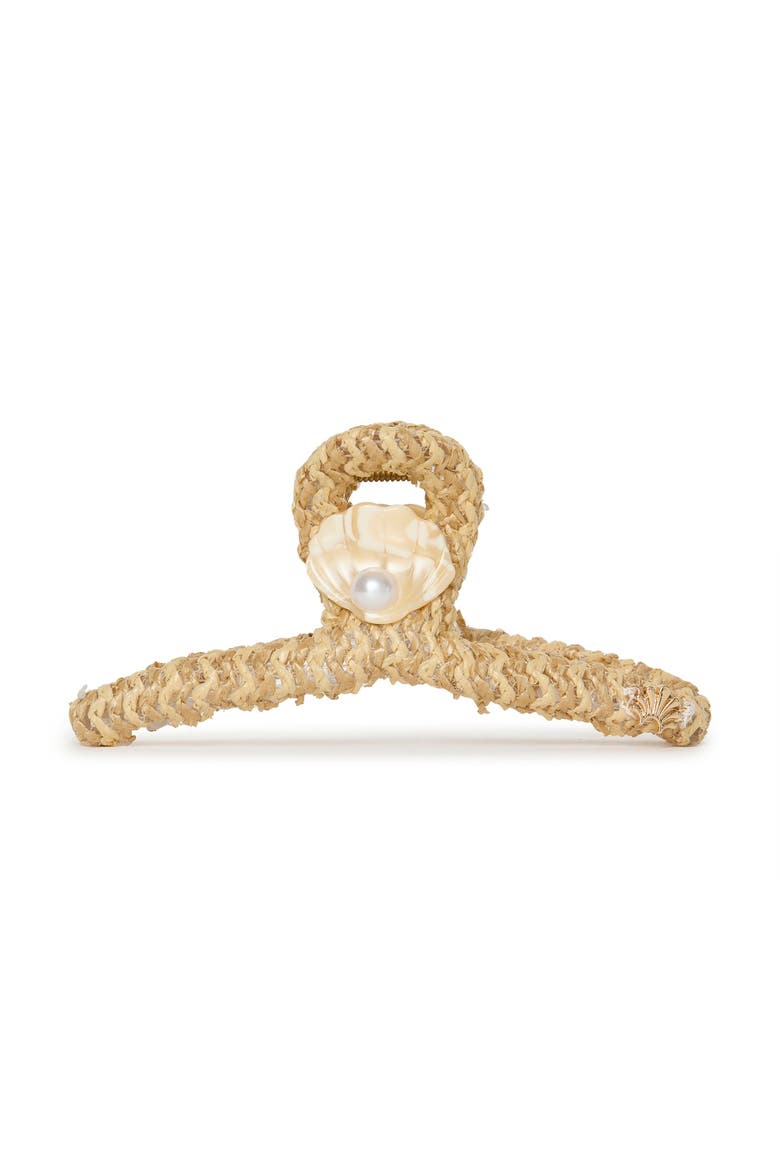 Raffia Shell Claw Clip, Main, color, NATURAL 250