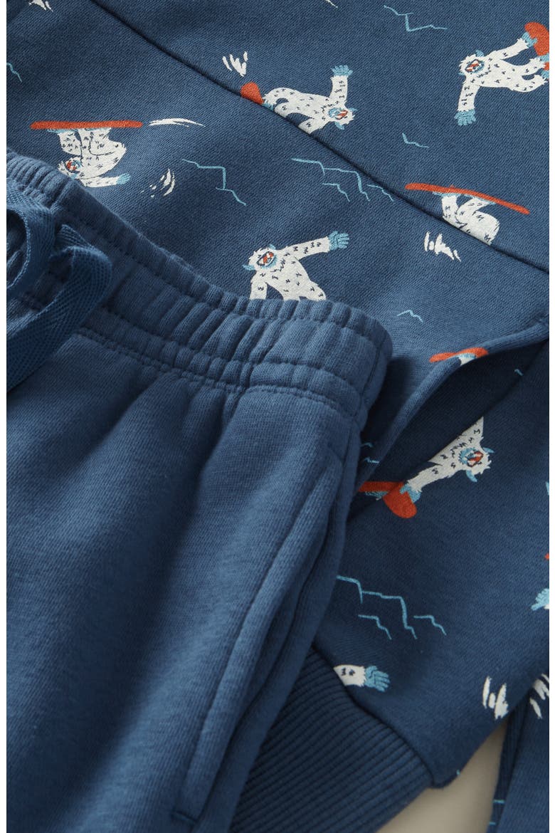 Kids' Print Hoodie & Joggers Set, Alternate, color, NAVY YETI SNOWBOARD- NAVY