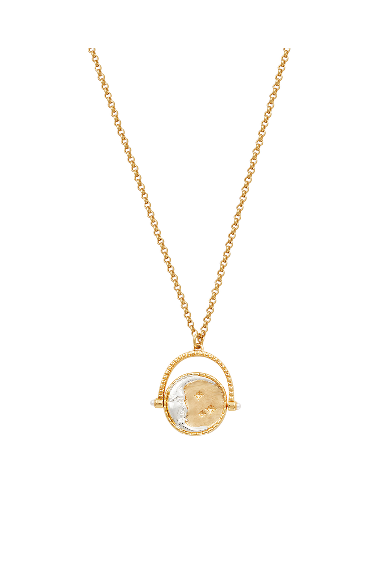 Sun & Moon Spinner Necklace, Alternate, color, Gold