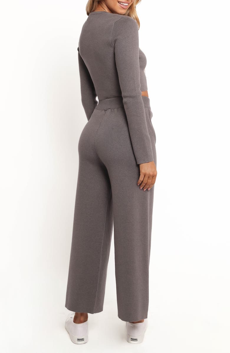 Petal & Pup Ayers Long Sleeve Rib Top & Wide Leg Pants, Alternate, color, Charcoal Grey