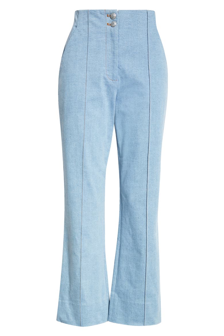 Kean Pintuck Denim Flare Leg Pants, Alternate, color, ICEBERG