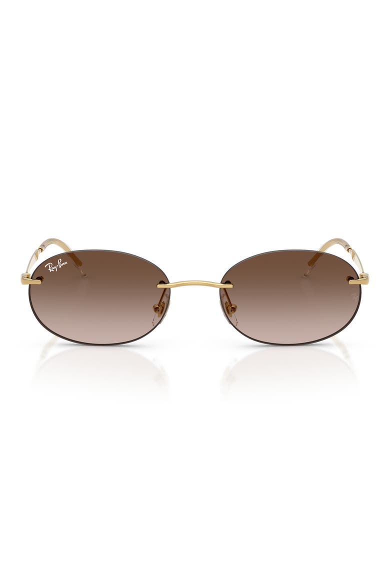 54mm Gradient Rimless Oval Sunglasses, Main, color, ARISTA / GRADIENT BROWN