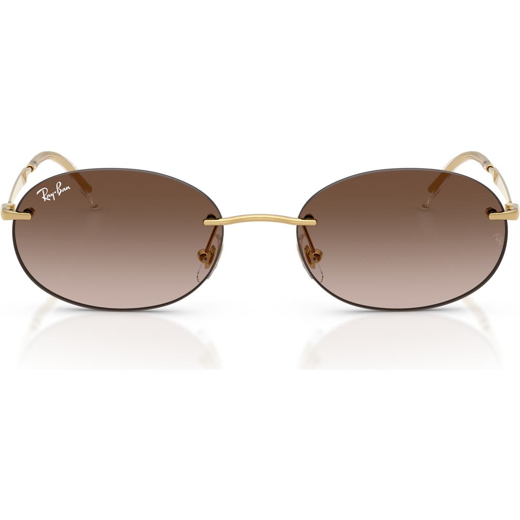 Ray Ban Ray-ban 54mm Gradient Rimless Oval Sunglasses In Brown