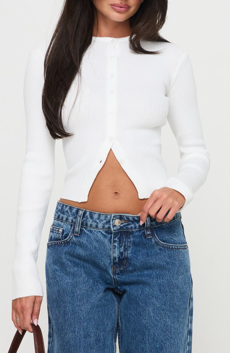 Princess Polly Suzu Rib Cardigan, Main, color, White