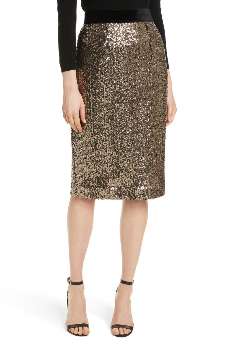 Milly Classic Sequin Pencil Skirt, Main, color,