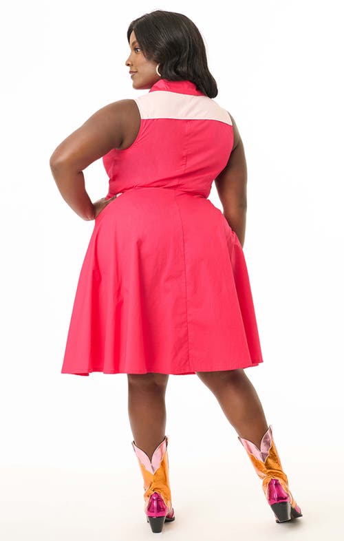 Unique Vintage Plus Size Western Flare Dress In White