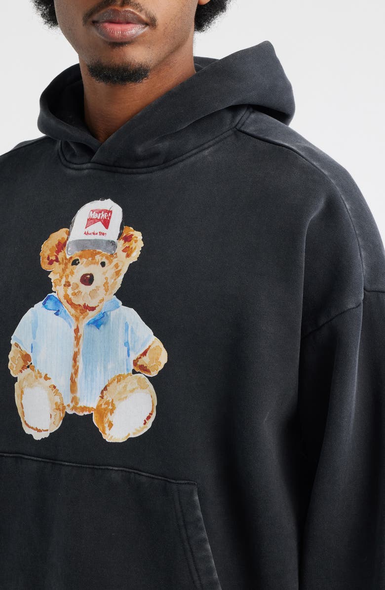 MARKET Watercolor Teddy Bear Graphic Hoodie, Alternate, color, Black