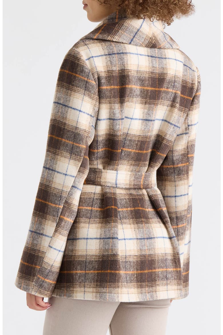 Esmee Faux Wool Handkerchief Hem Wrap Coat, Alternate, color, CHOCOLATE PLAID