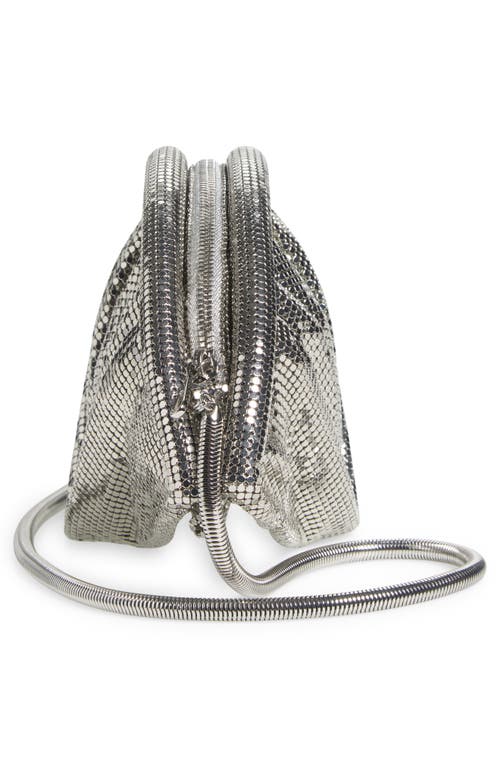 Rabanne Studded Mesh Zip Pochette Clutch Bag In Silver