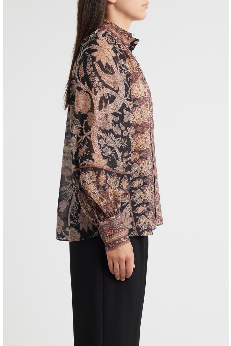 Solace Print Button-Up Shirt, Alternate, color, BLACK/ BROWN MULTI
