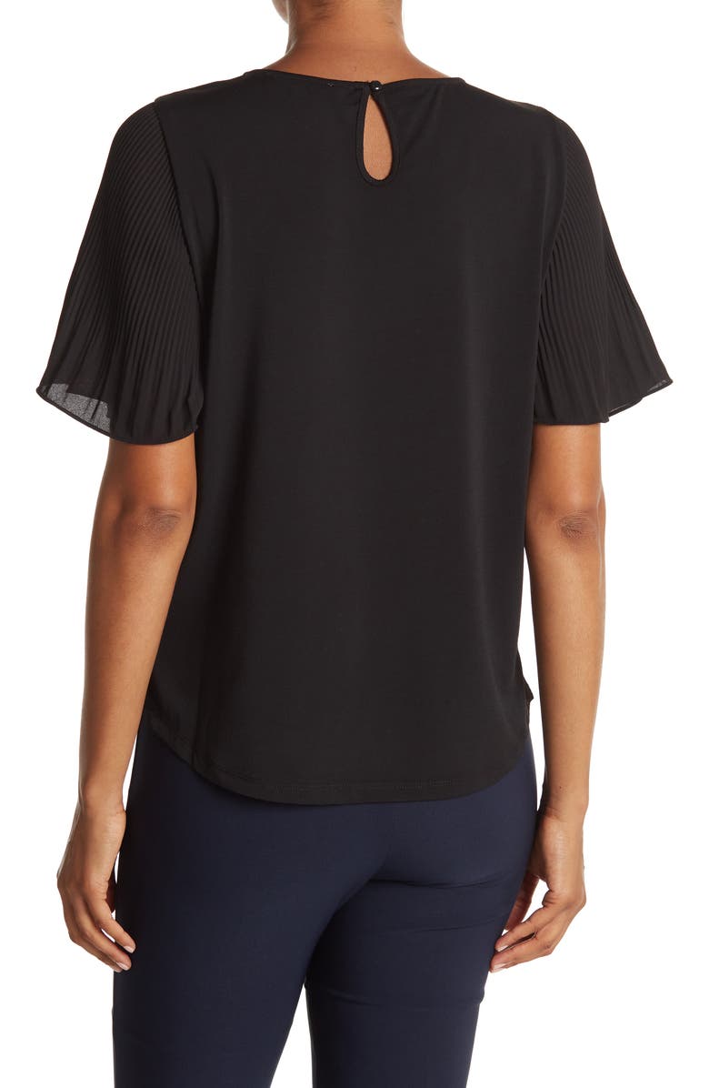 Adrianna Papell Pleated Woven Short Sleeve Top, Alternate, color, 