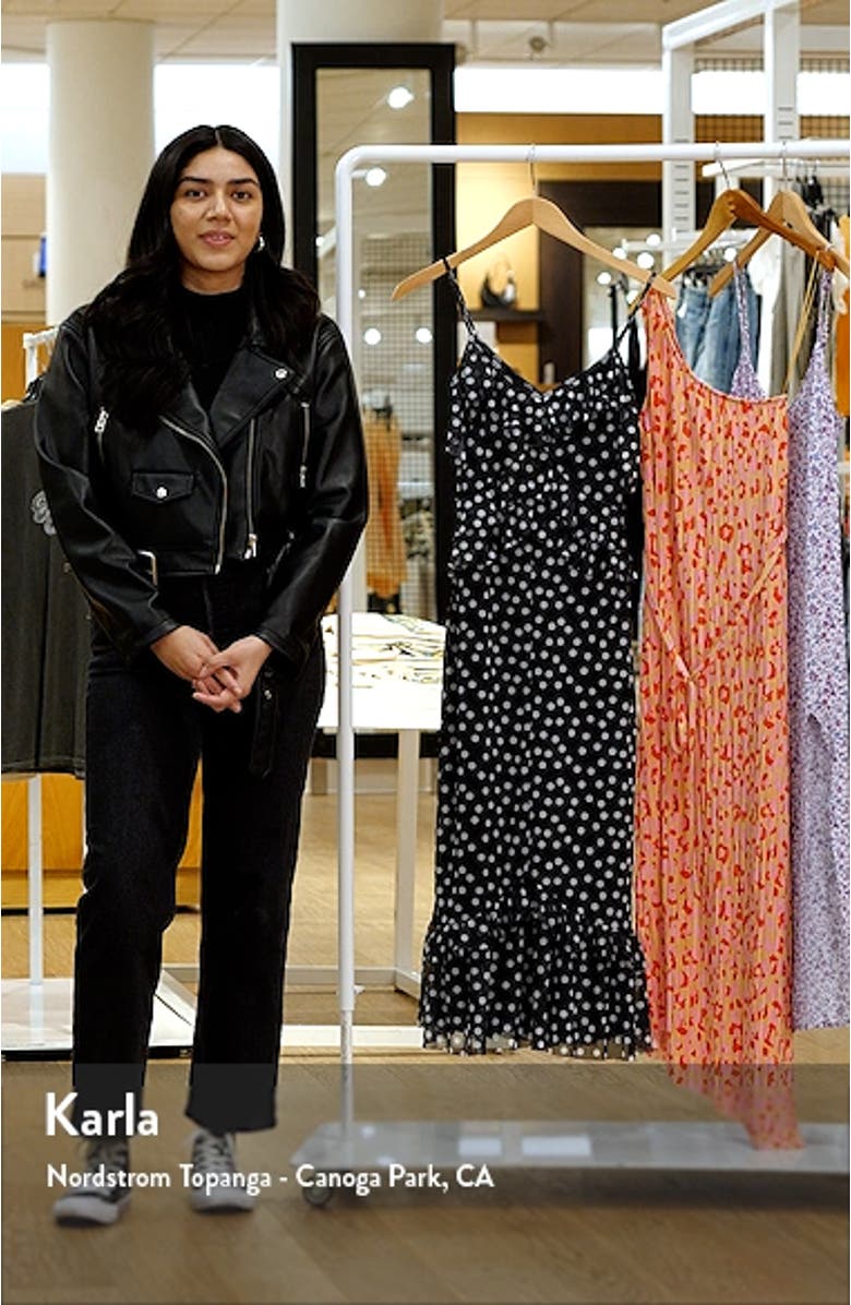 Polka Dot Cold Shoulder Ruffle Midi Dress, sales video thumbnail