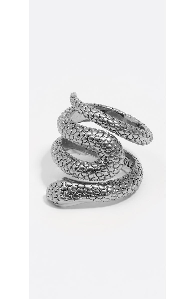 Bimba y Lola Textured Snake Spiral Ring, Main, color, Dark Silver