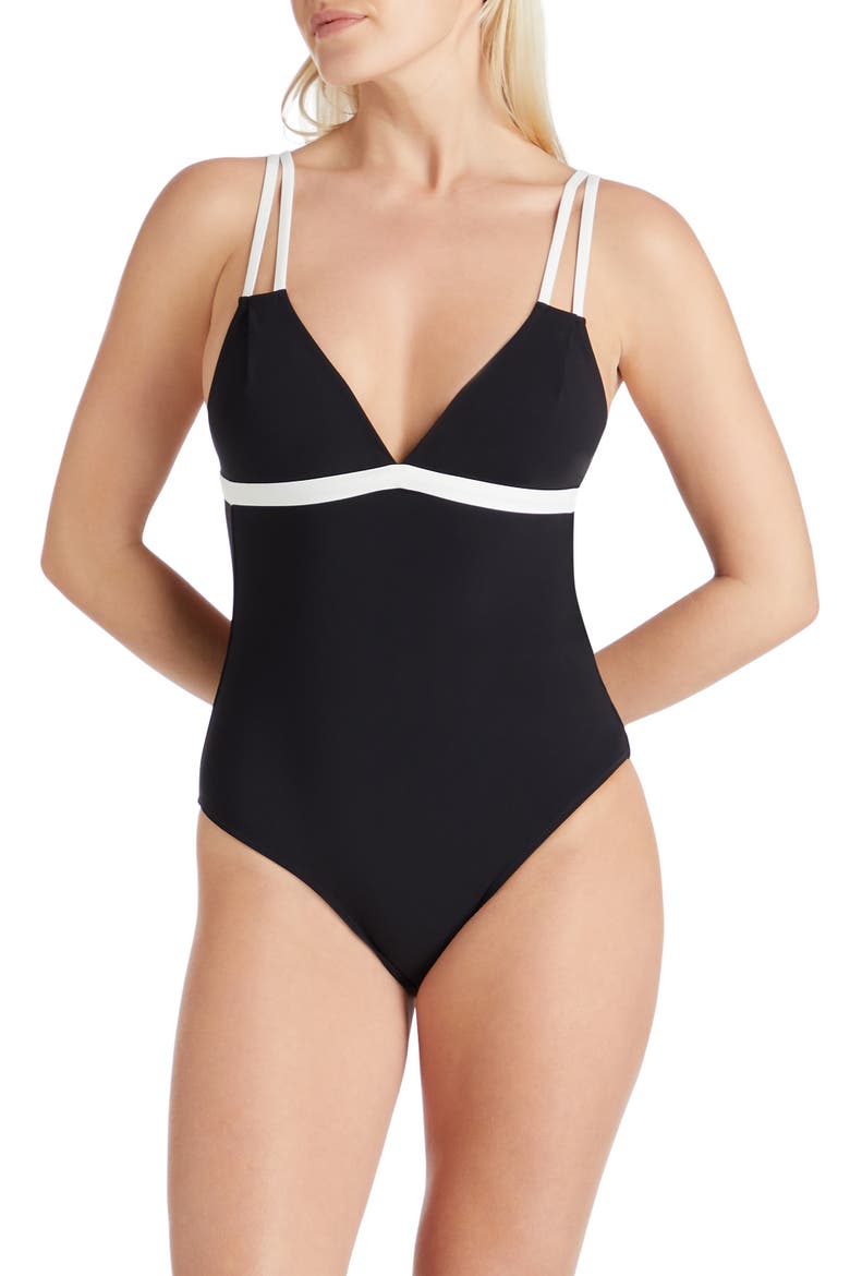 Aruba Double Strap One-piece Swimsuit, Main, color, Black