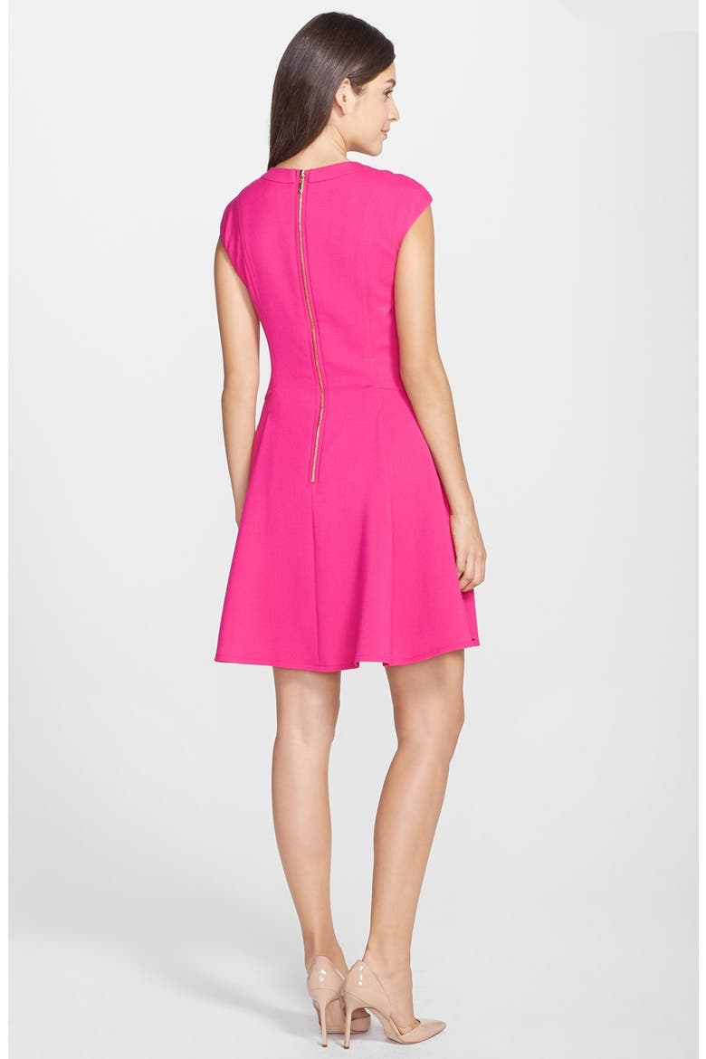 Cap Sleeve Crepe Fit & Flare Dress, Alternate, color, PINK