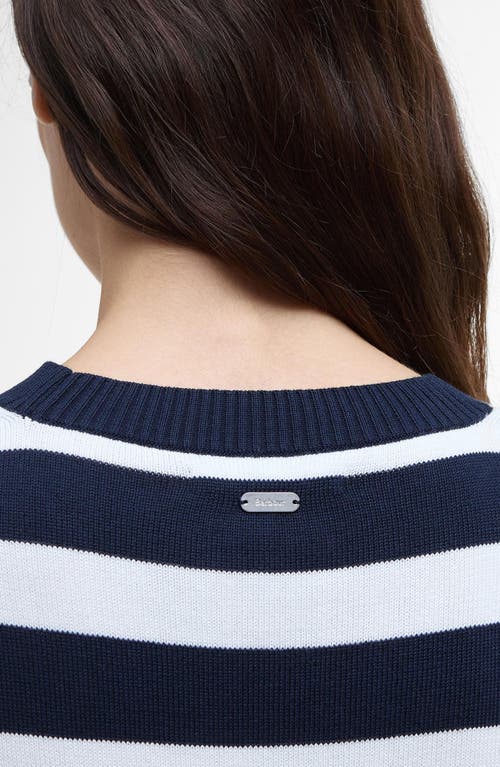 Barbour Bronya Stripe Cotton Blend Sweater In Navy