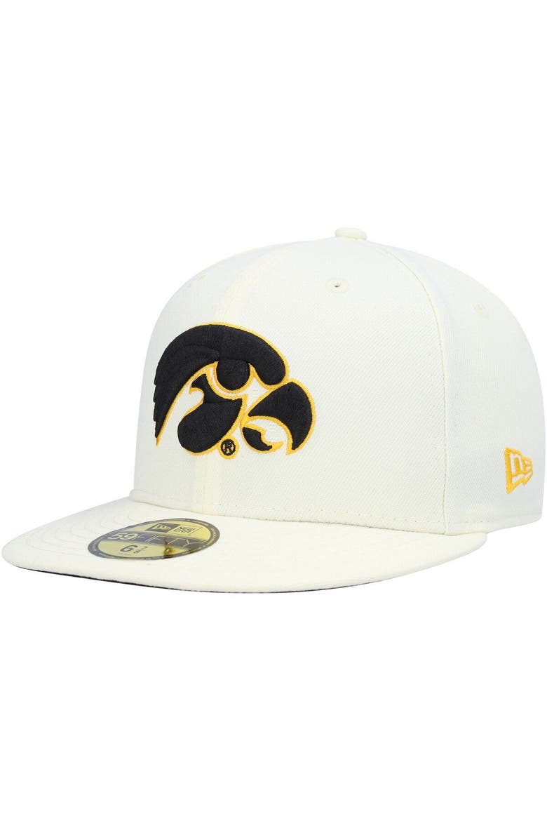 Men's New Era White Iowa Hawkeyes Chrome Color Dim 59FIFTY Fitted Hat, Alternate, color, White