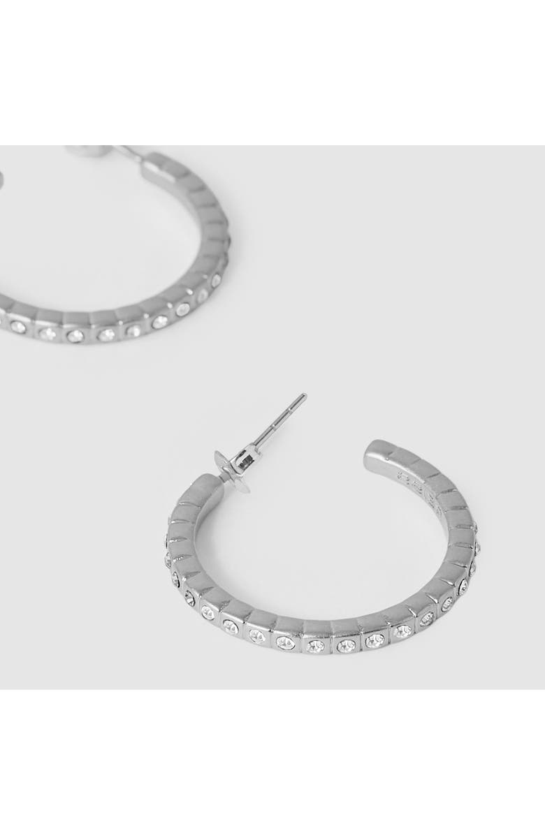 Reiss Sade Crystal Hoop Earrings, Alternate, color, Silver Tone/ Clear Crystal