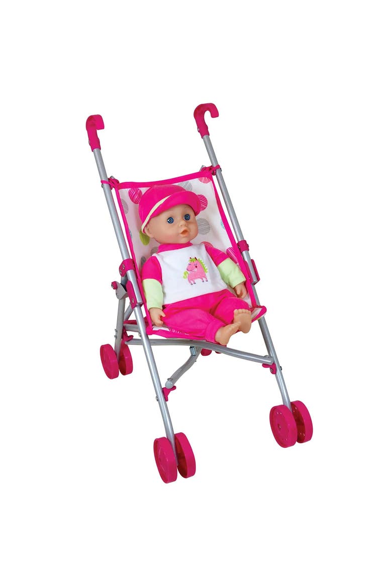13 Inch Baby Doll & Umbrella Stroller Set, Pink & Unicorn, Accessories, Alternate, color, Multicolored