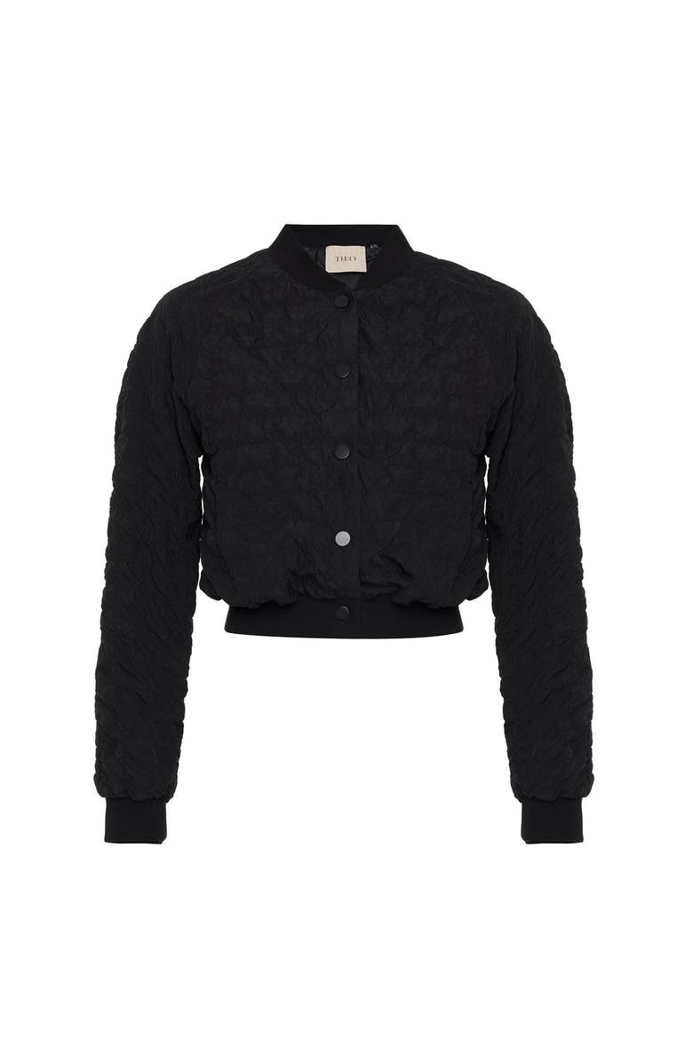 THEO The Label Calypso Plaid Bomber, Alternate, color, Black