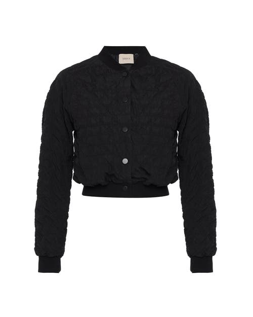 Theo The Label Women's Calypso Plaid Bomber - Black In Black