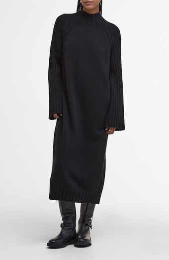 Vera Funnel Neck Long Sleeve Cotton Blend Midi Sweater Dress