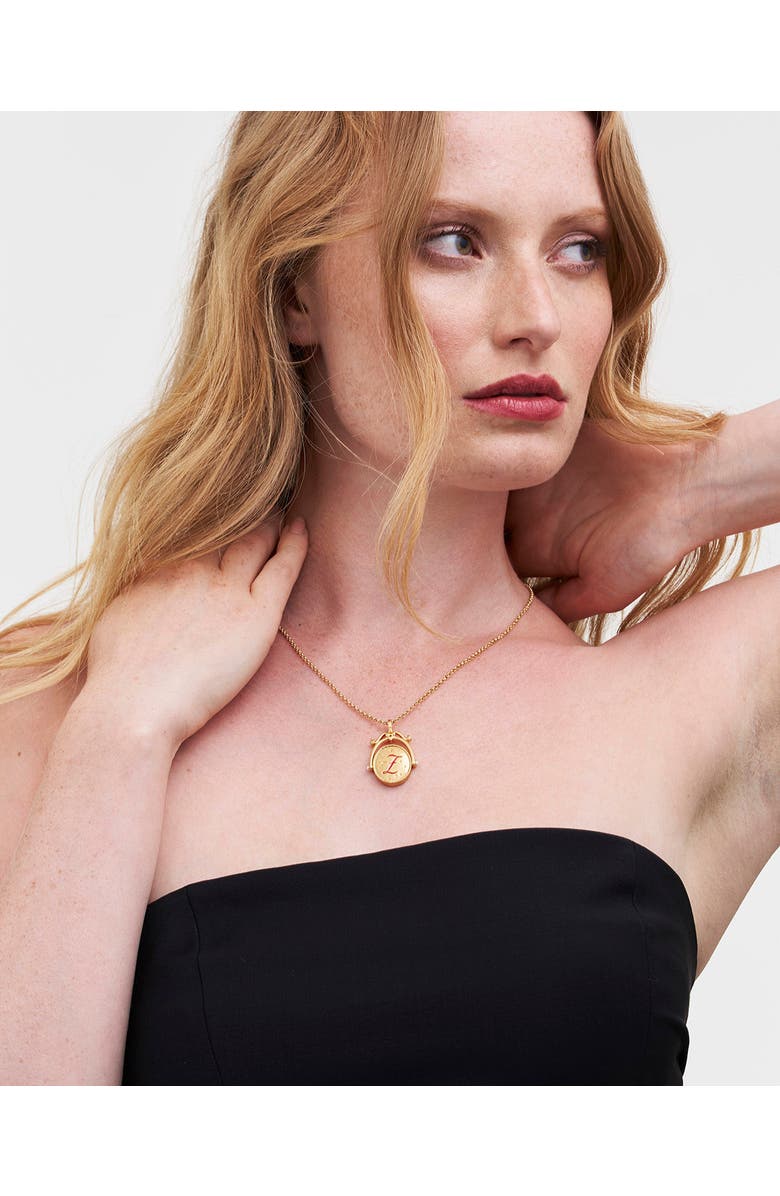 Fable England Z Initial Zigzag Clover Gold Spinner Chain Necklace, Alternate, color, Gold