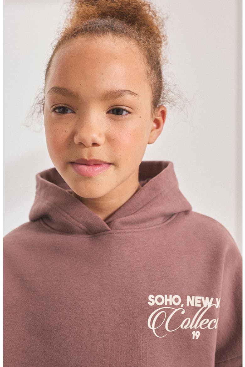 Kids' Sporty Graphic Hoodie & Sweatpants Set, Alternate, color, BROWN