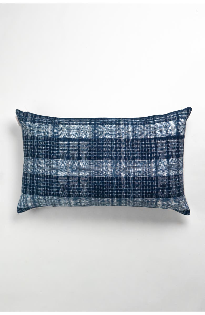 Archive New York Vintage Indigo Handwoven Ikat Throw Pillow, Alternate, color, Blue