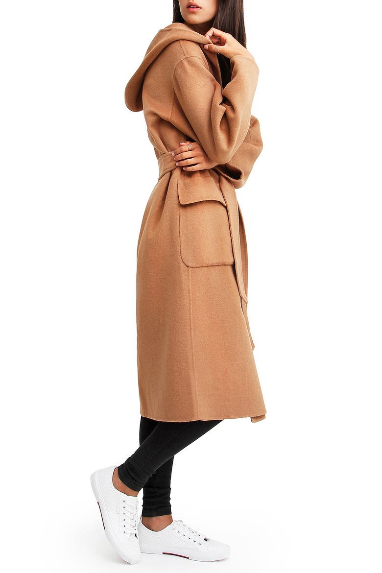 Runaway Wool Blend Robe Coat, Alternate, color, DARK CAMEL