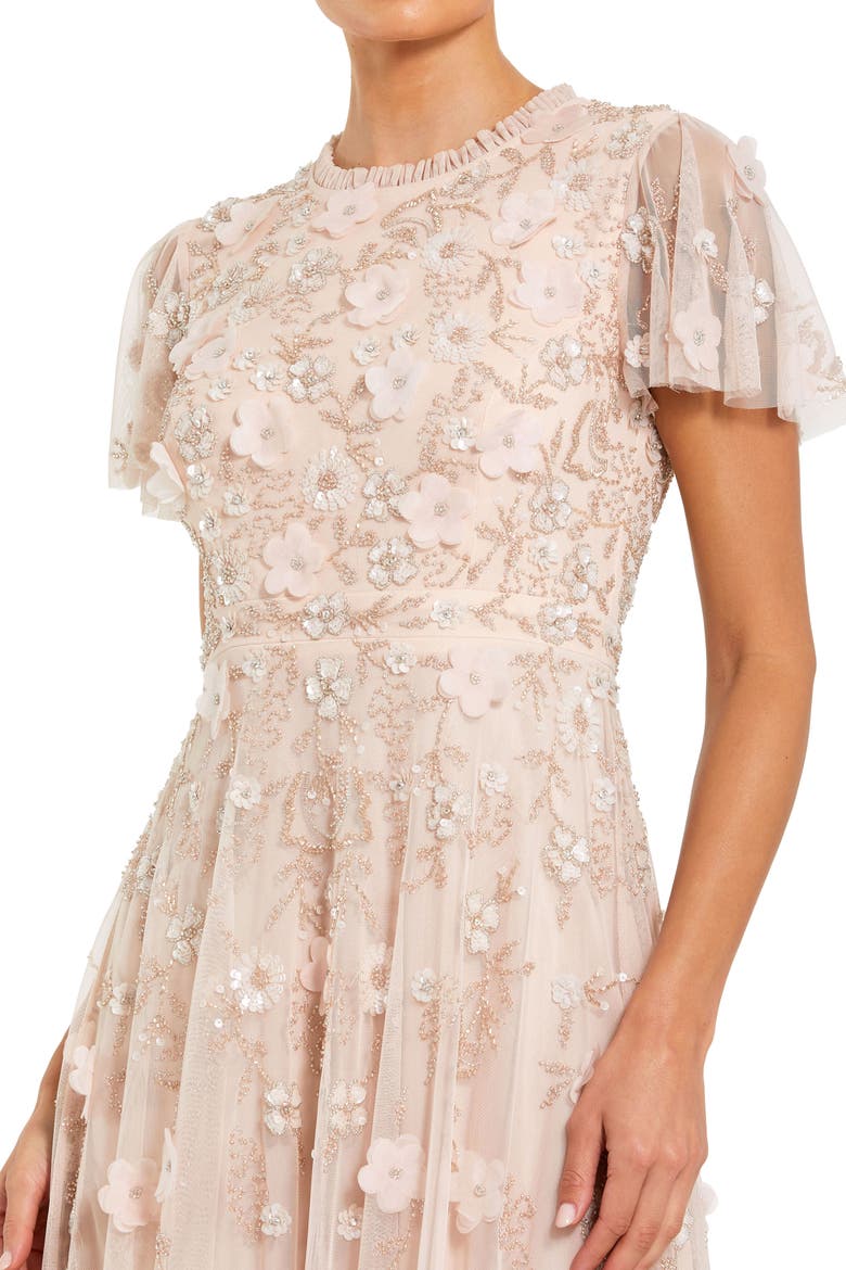 Embellished High Neck Cap Sleeve A Line Dress, Alternate, color, Blush