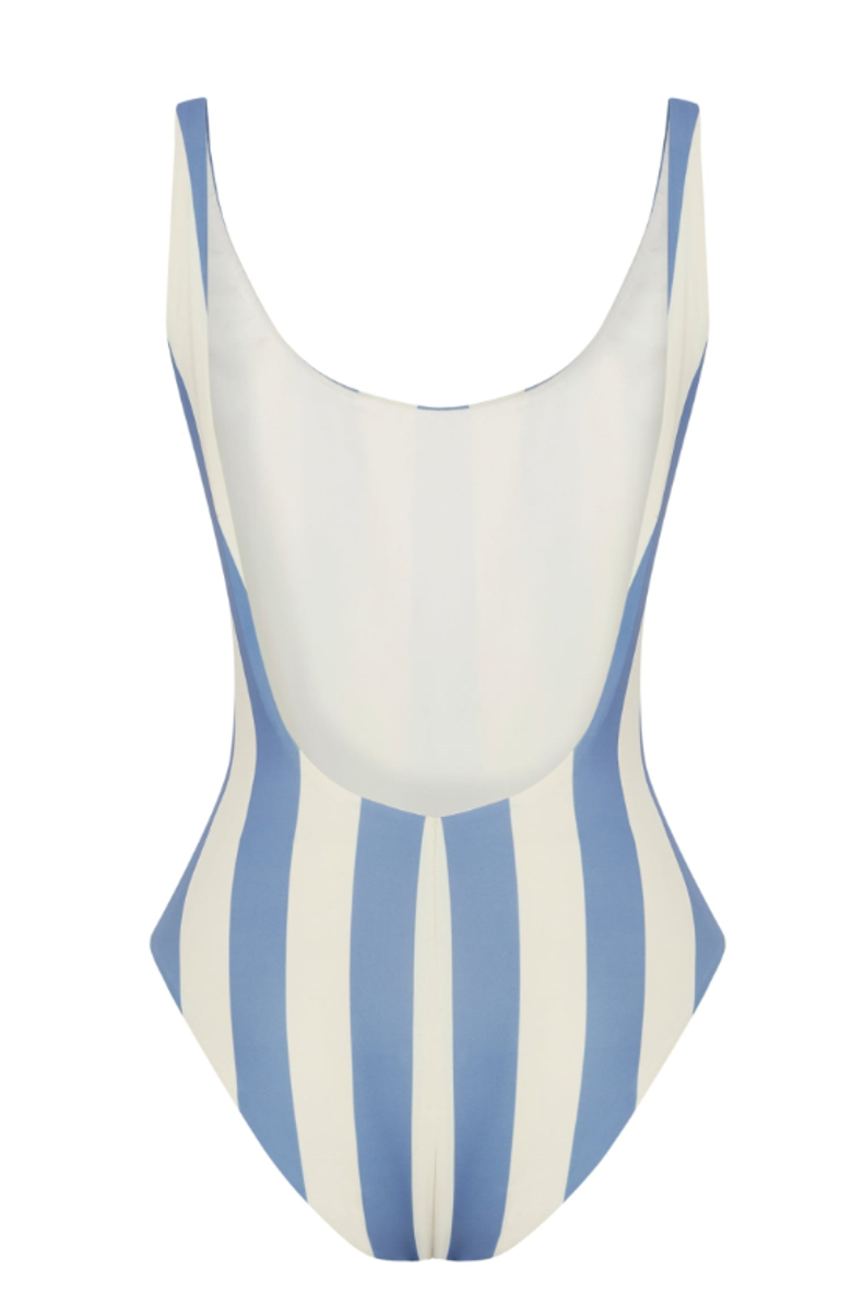 Labeca London Polo Striped Swimsuit, Alternate, color, Blue
