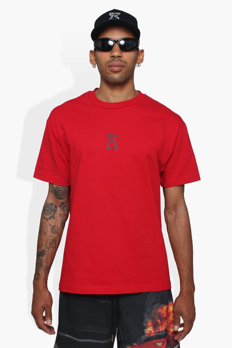 Times Pray For LA Tee, Alternate, color, red