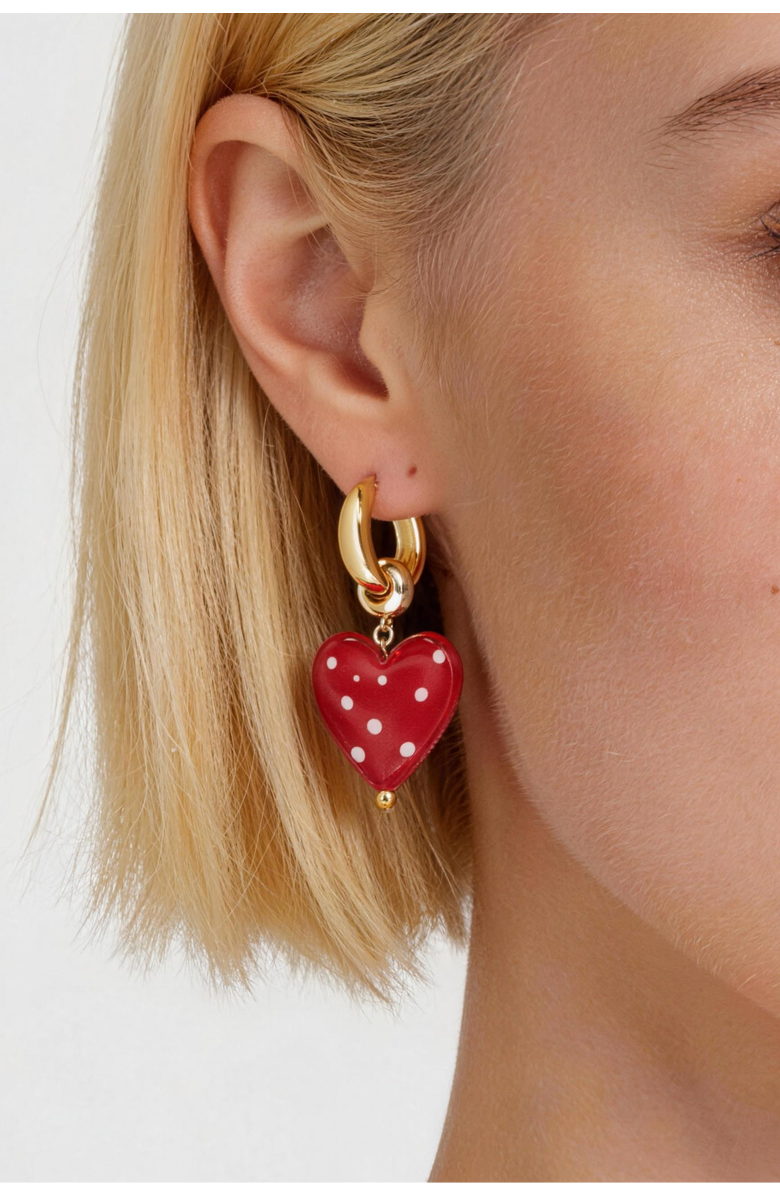 Classicharms Esmée Red Dot Murano Heart Drop Earrings, Alternate, color, Red