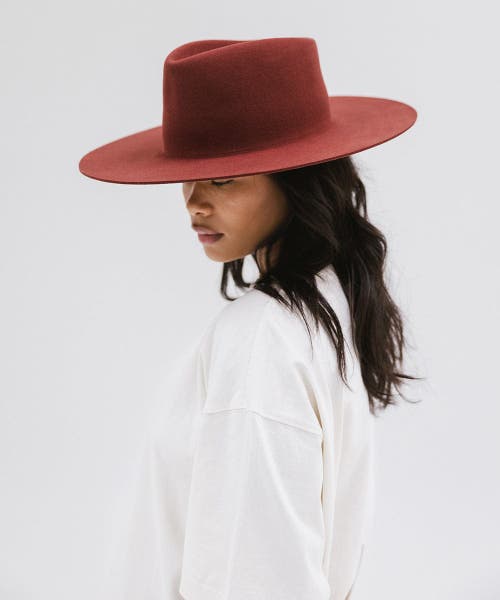 Gigi Pip Dakota Wide Brim Felt Hat In Rusty Red