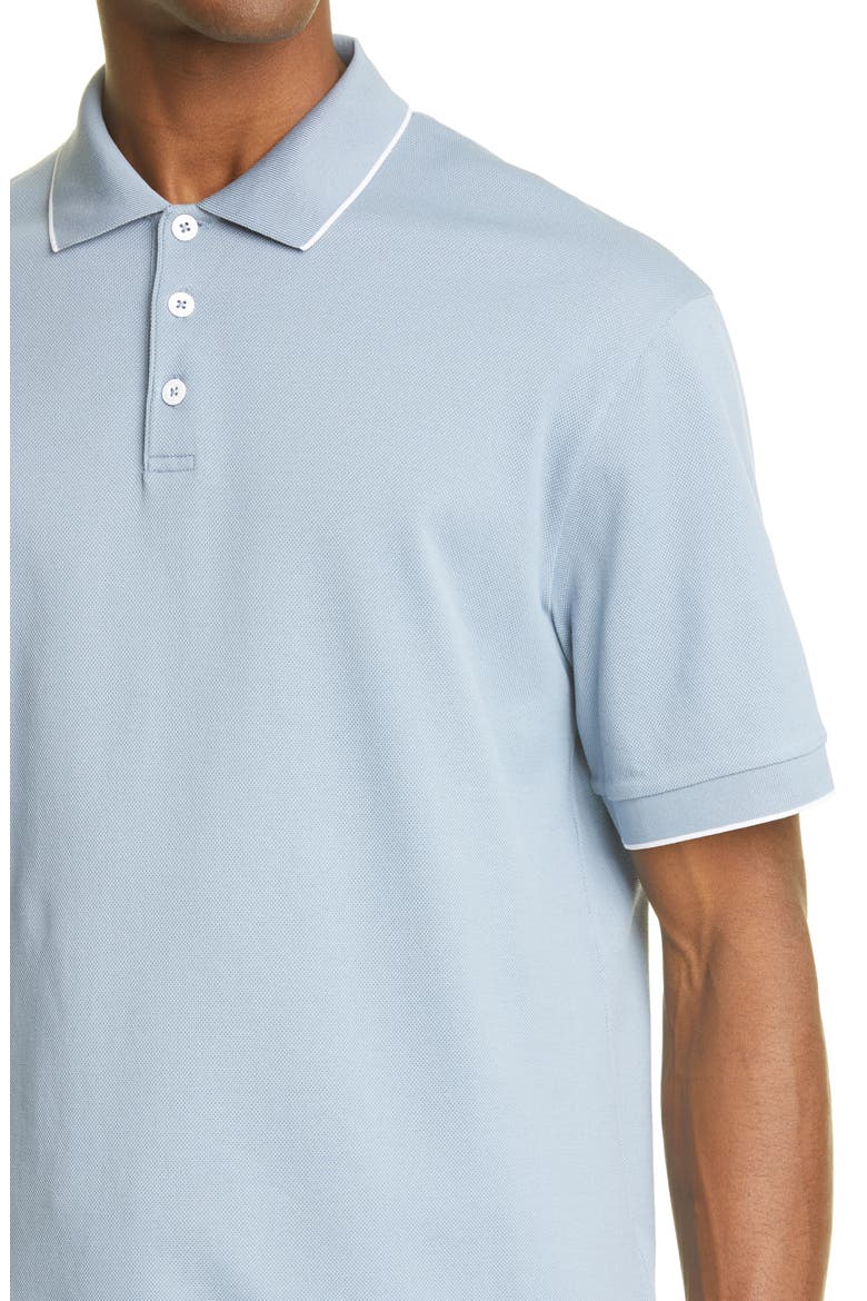 Tipped Short Sleeve Cotton Polo, Alternate, color, BLUE GREY
