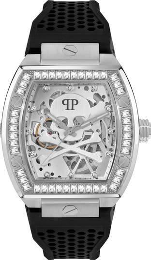 The Skeleton Silicone Strap Watch, 44mm