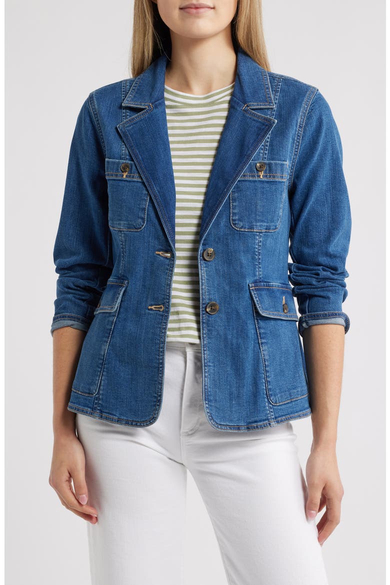 Patch Pocket Denim Blazer, Main, color, MEDIUM WASH
