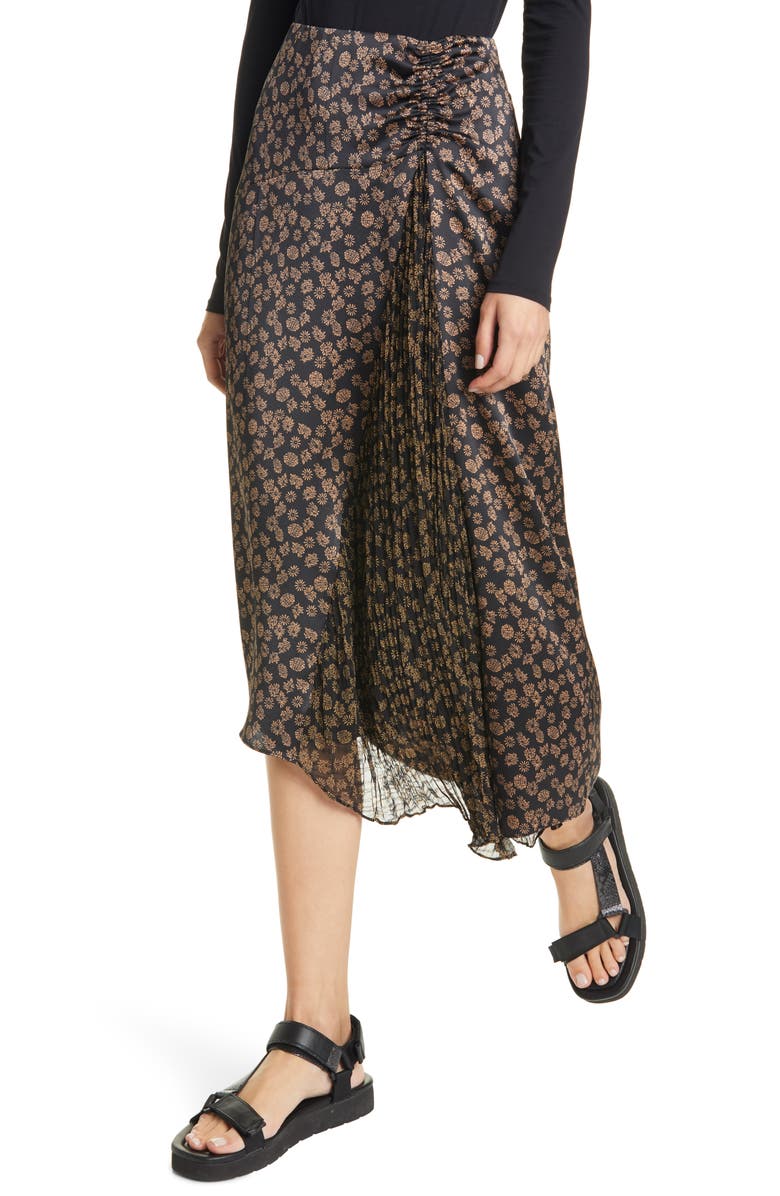 Vince Zinnia Floral Ruched Skirt, Alternate, color,