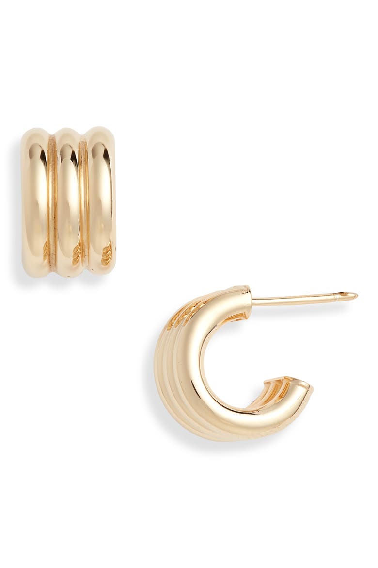 Allegra Triple Hoop Earrings, Main, color, YELLOW GOLD