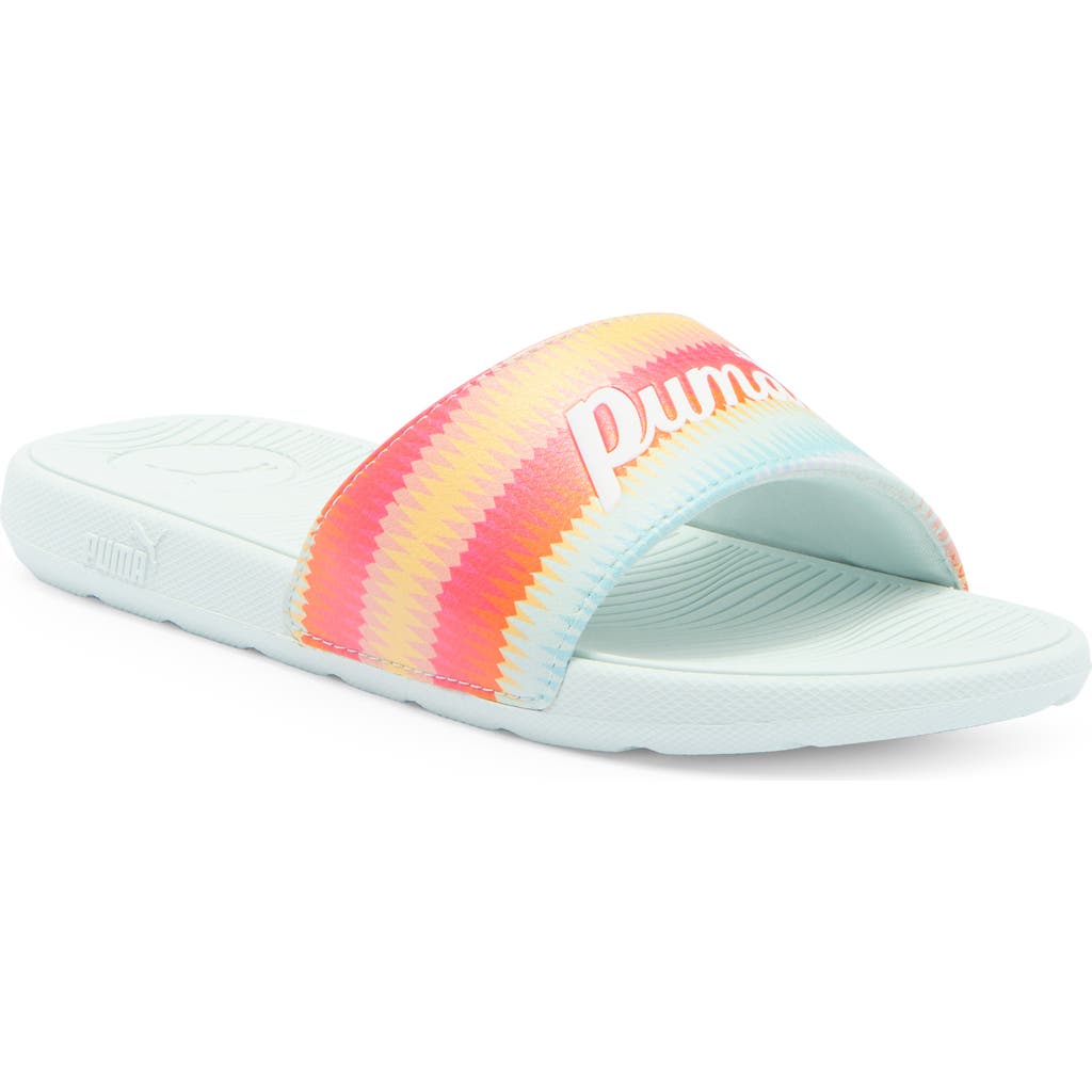 Puma Cool Cat 2.0 Slide Sandal In Orange Glo- White