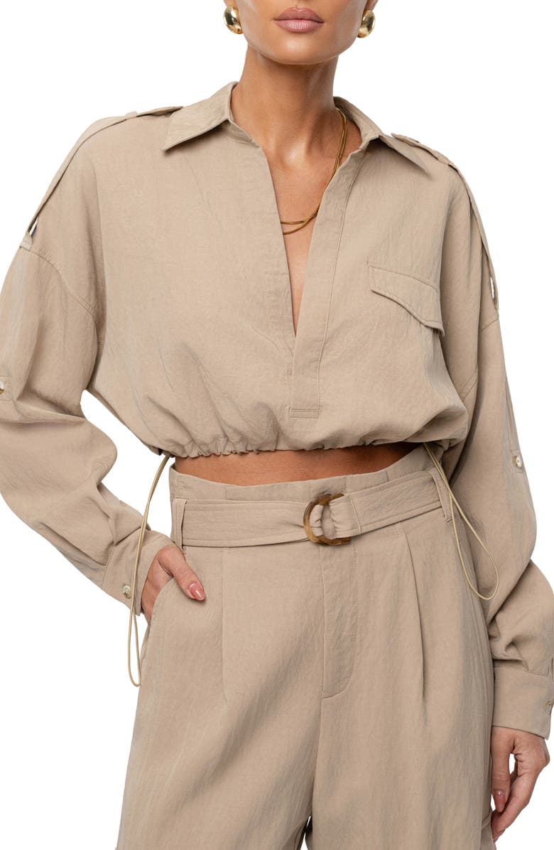 JLUXLABEL Oasis Long Sleeve Crop Top, Alternate, color, Beige