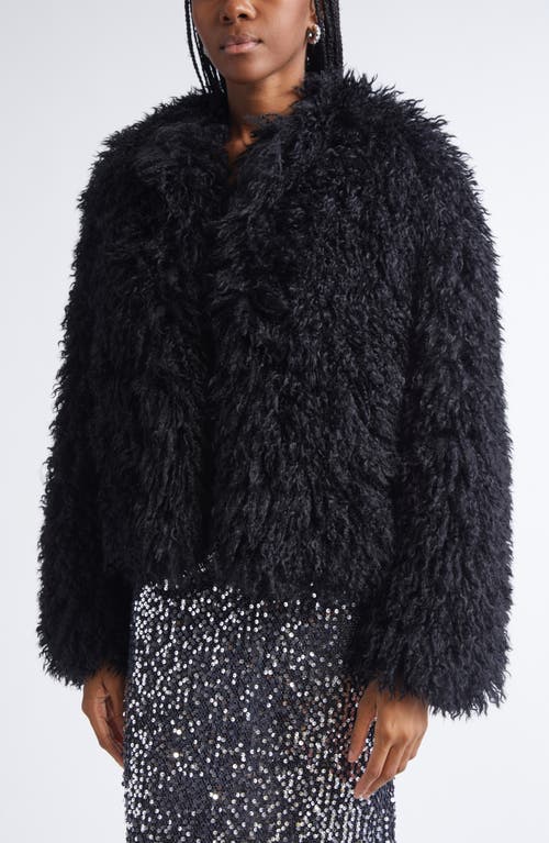 St John St. John Mongolian Faux Fur Jacket In Black