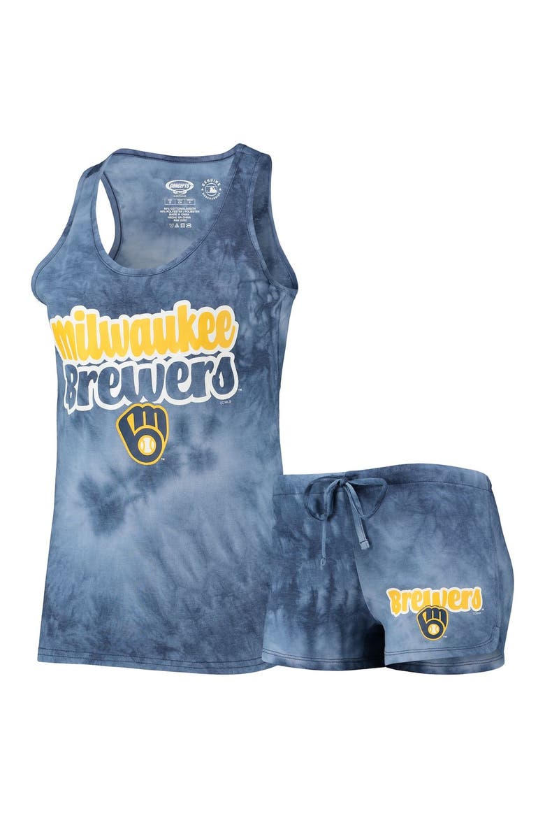 Women's Concepts Sport Navy Milwaukee Brewers Billboard Racerback Tank Top & Shorts Set, Main, color, Navy