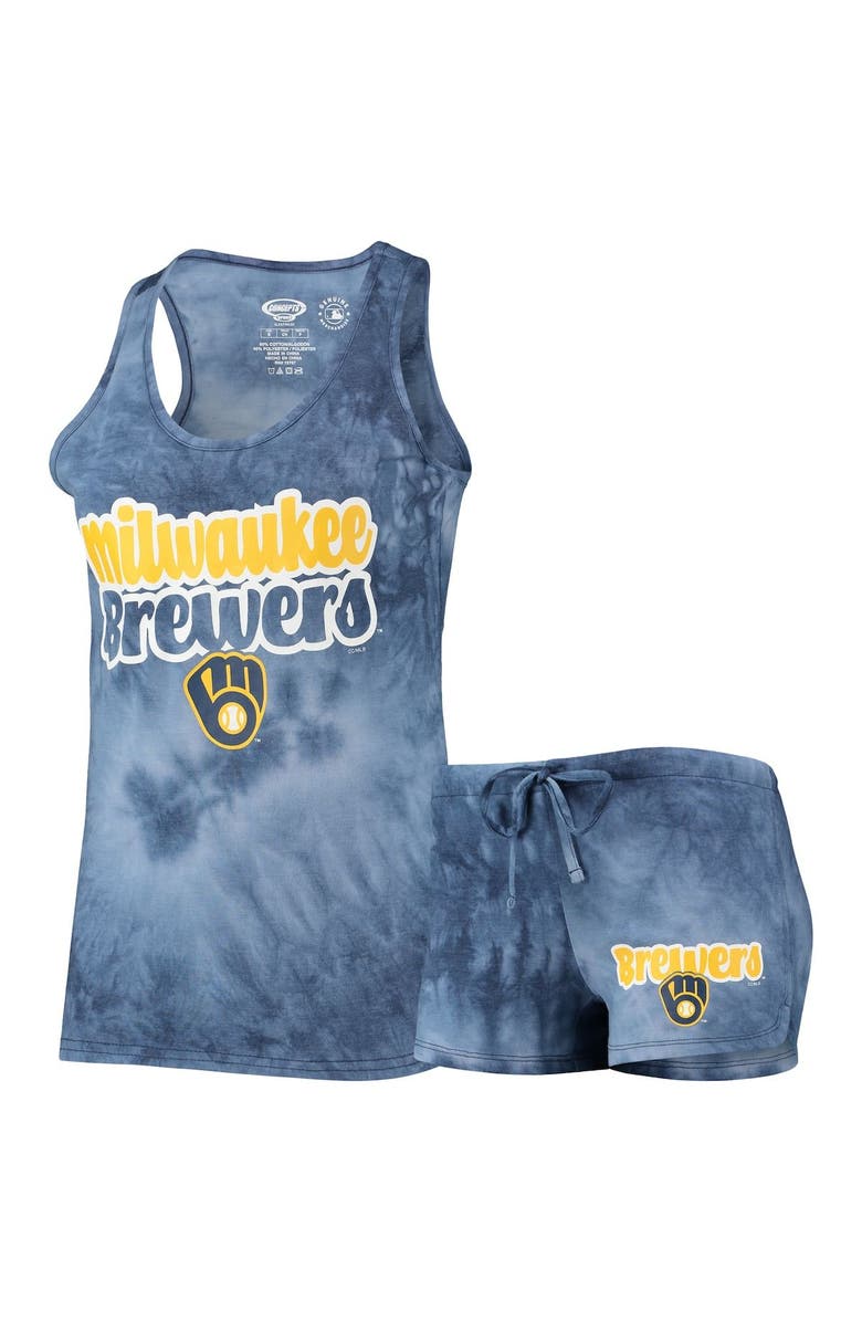 CONCEPTS SPORT Women's Concepts Sport Navy Milwaukee Brewers Billboard Racerback Tank Top & Shorts Set, Main, color, Navy
